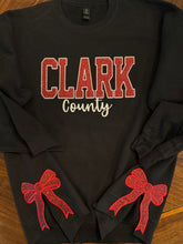 Load image into Gallery viewer, Glitter Clark County bow sweatshirt, CARDS, sweatshirt, Cardinals