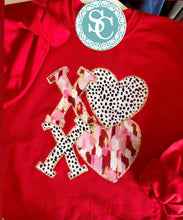 Load image into Gallery viewer, Valentines XOXO Dalmatian and brushstroke hearts printed shirt