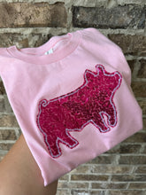 Load image into Gallery viewer, Pink Pig sequin shirt, toddler, youth, adult- Farm lover shirt