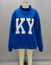 Load image into Gallery viewer, Blue KY oversized reversible mock neck sweatshirt
