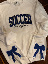 Load image into Gallery viewer, Custom Soccer Mom glitter Side Bows Sweathirt