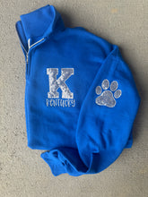 Load image into Gallery viewer, Royal K Sequin Quarter zip with Paw