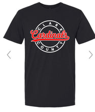 Load image into Gallery viewer, Black Clark County Cardinals circle shirt design