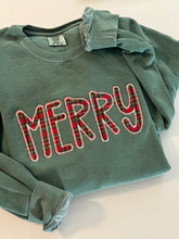 Load image into Gallery viewer, Comfort Colors Merry plaid embroidered crewneck