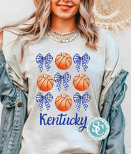 Load image into Gallery viewer, Kentucky plaid bows and basketballs shirt