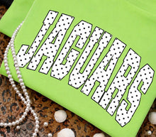 Load image into Gallery viewer, Jaguars Lime Green polka dot mascot tee