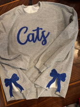 Load image into Gallery viewer, Glitter Cats bow sweatshirt, Kentucky sweatshirt, Split side bow sweatshirt