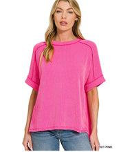 Load image into Gallery viewer, S-XL Hot Pink Zenana Ribbed Short sleeve summer top