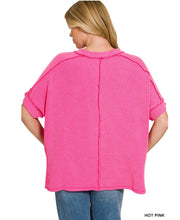 Load image into Gallery viewer, S-XL Hot Pink Zenana Ribbed Short sleeve summer top