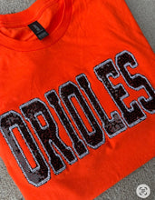 Load image into Gallery viewer, Orioles baseball sequin shirt | Orioles  baseball | sparkle| Adult Toddler Youth Kids | Gameday |orioles mascot | Embroidered|