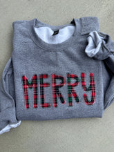 Load image into Gallery viewer, Embroidered Merry Plaid sweatshirt