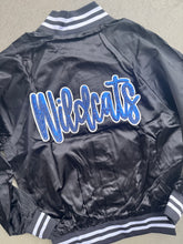 Load image into Gallery viewer, Wildcats sequin Bomber jacket, Varsity bomber jacket, Satin jacket, baseball jacket, Wildcat sequin