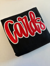 Load image into Gallery viewer, Black Cards embroidered red and white metallic shirt