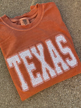 Load image into Gallery viewer, Texas shirt, T shirt, Sweatshirt, Long sleeve, Sequin Applique, orange, Texas sweatshirt, gameday