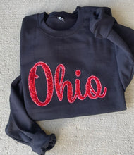 Load image into Gallery viewer, Ohio Sweatshirt | Sequins| Ohio State sweatshirt| OH sweatshirt | sparkle| Adult Toddler Youth Kids | Embroidered
