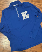 Load image into Gallery viewer, Block K with paw sequin Womens quarter zip, Kentucky