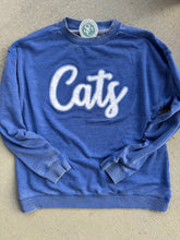 Load image into Gallery viewer, Cats cursive acid wash Sweatshirt |Wildcats | Womens Blue sweatshirt | Oversized sweatshirt |