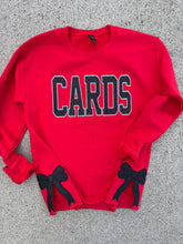 Load image into Gallery viewer, Glitter Cardinals bow sweatshirt, CARDS, sweatshirt, Cardinals