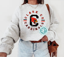 Load image into Gallery viewer, Hometown favorite Clark County Cardinals Circle varsity shirt