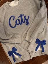 Load image into Gallery viewer, Glitter Cats bow sweatshirt, Kentucky sweatshirt, Split side bow sweatshirt