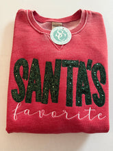 Load image into Gallery viewer, Santa’s Favorite sequin Rounded hem sweatshirt