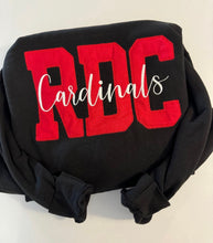 Load image into Gallery viewer, RDC cardinals embroidered shirt, Personalized school Initials and Mascot, Trendy teacher tee, Adult, Youth, Toddler, Cardinals, School spirit, Mascot t shirt