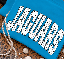 Load image into Gallery viewer, Jaguars Sapphire blue polka dot mascot tee