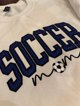 Load image into Gallery viewer, Custom Soccer Mom glitter Side Bows Sweathirt