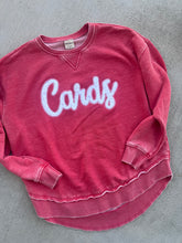 Load image into Gallery viewer, Cardinals velour cursive sweatshirt, Cardinals sweatshirt, Cardinals shirt,school sweatshirt, round hem sweatshirt, tunic sweatshirt