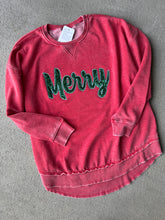 Load image into Gallery viewer, Merry Velour Rounded hem sweatshirt