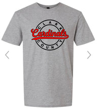 Load image into Gallery viewer, Grey Clark County Cardinals circle shirt design