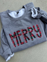 Load image into Gallery viewer, Embroidered Merry Plaid sweatshirt