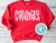 Load image into Gallery viewer, Red Cardinals handwritten shirt, cardinals gameday shirt