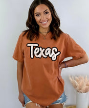Load image into Gallery viewer, Texas black and white cursive- Comfort Colors
