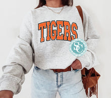 Load image into Gallery viewer, Tigers black and orange arch crewneck