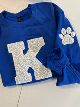 Load image into Gallery viewer, Black and pink Kentucky sequin shirt |Wildcat sequin paw print| sparkle| Adult | Gameday | Ky shirt | Embroidered |