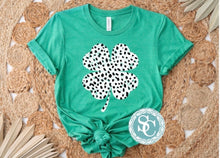Load image into Gallery viewer, Clover T shirt | St. Patricks Day shirt |Lucky shirt | Heather green Bella Canvas| St. pattys day