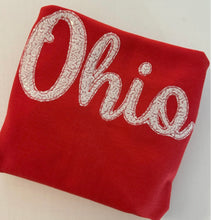 Load image into Gallery viewer, Ohio Sweatshirt | Sequins| Ohio State sweatshirt| OH sweatshirt | sparkle| Adult Toddler Youth Kids | Embroidered