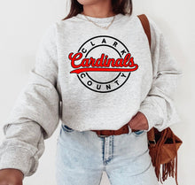 Load image into Gallery viewer, Ash Grey Clark County Cardinals circle shirt design