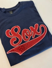Load image into Gallery viewer, SOX cursive sequin embroidered shirt, Red Sox