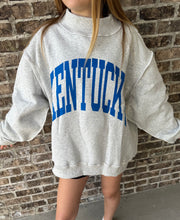 Load image into Gallery viewer, Grey KY oversized reversible mock neck sweatshirt