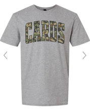 Load image into Gallery viewer, Camo CARDS varsity arch- GREY