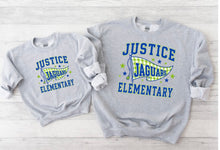 Load image into Gallery viewer, Justice Jaguars Gingham Pennant T-shirt, sweatshirt, Adult, Youth,Toddler, Jaguars game day, Custom school mascot tee