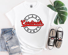 Load image into Gallery viewer, White Clark County Cardinals circle shirt design