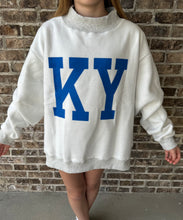 Load image into Gallery viewer, Grey KY oversized reversible mock neck sweatshirt