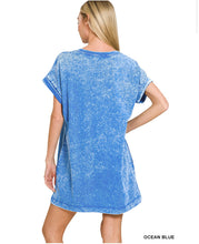 Load image into Gallery viewer, S-L Ocean Blue Zenana Cotton mineral washed summer t shirt dress