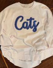 Load image into Gallery viewer, Cats sequin cursive acid wash Sweatshirt |Wildcats | Womens sweatshirt | Oversized sweatshirt |