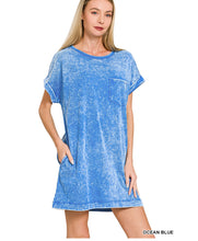 Load image into Gallery viewer, S-L Ocean Blue Zenana Cotton mineral washed summer t shirt dress