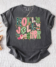Load image into Gallery viewer, Holly Jolly Teacher Christmas shirt- Pepper Comfort Colors