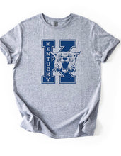 Load image into Gallery viewer, Grey Retro Wildcat K, Kentucky vintage shirt, Power K